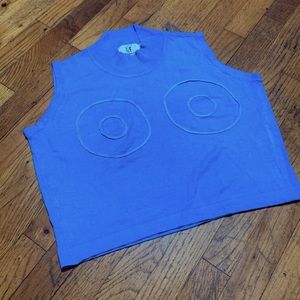 Fashion brand company blue knitted tank top